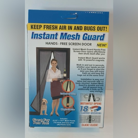 NEW Hands Free Instant Mesh Guard Screen Door & Sliding Door Magnetic Closure - Picture 2 of 6